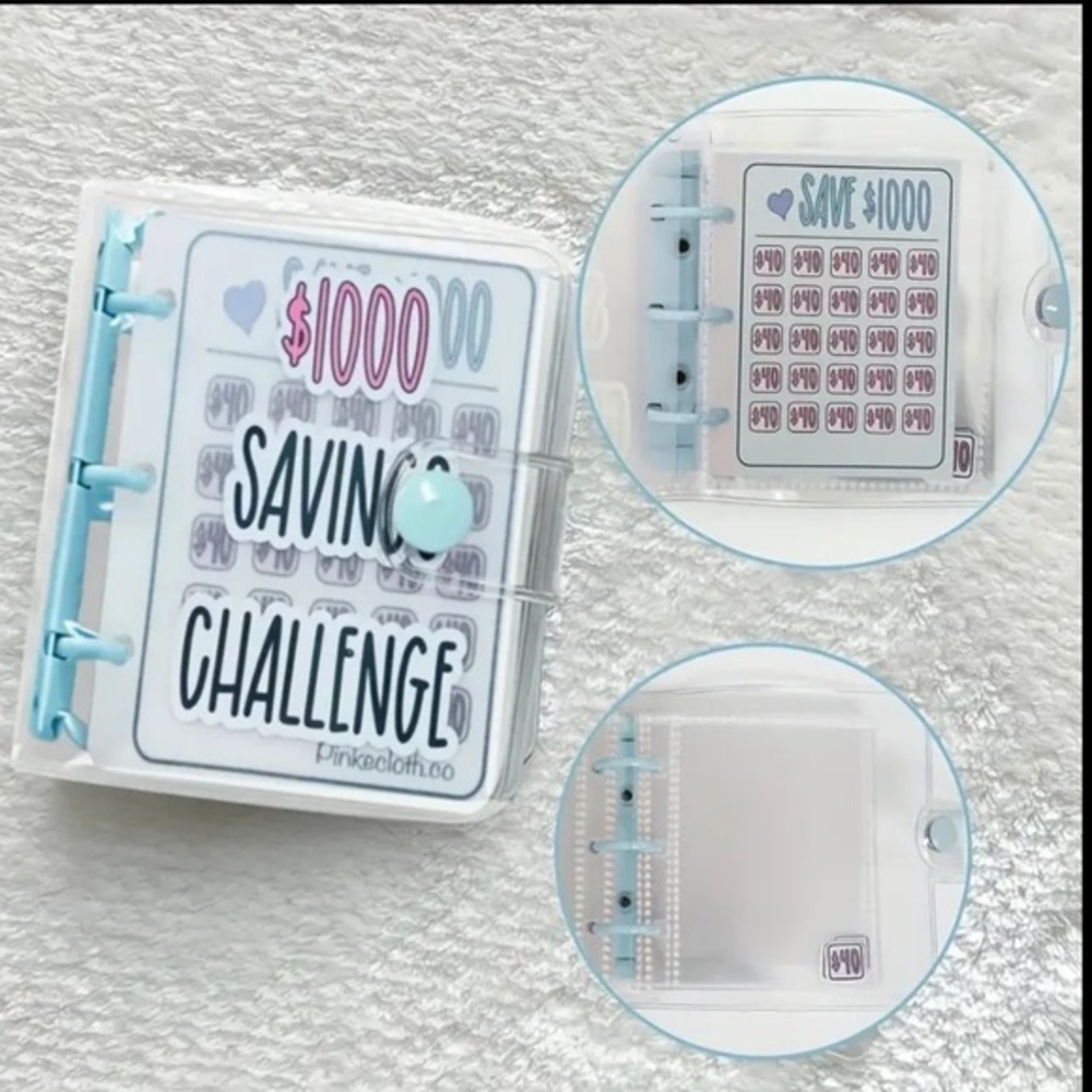 Savings challenge binder $1000-25 sleeves with tracking card and stickers‎